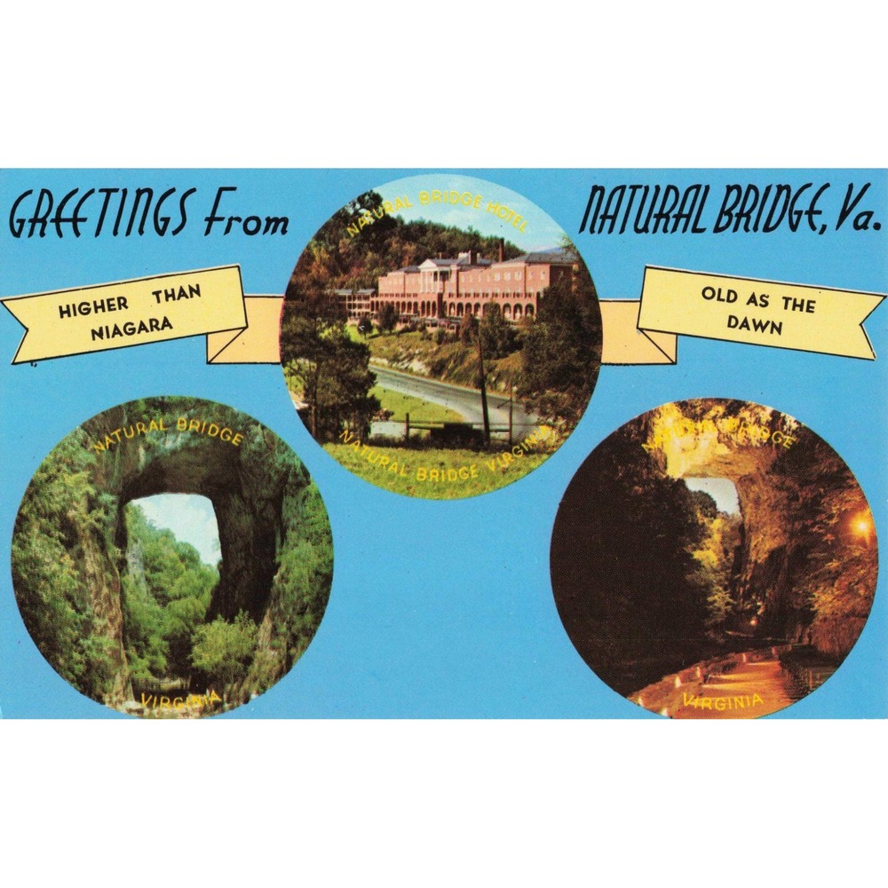 Vintage Natural Bridge Virginia Lusterchrome Postcard Tichnor Bros K-13860 - Picture 1 of 2